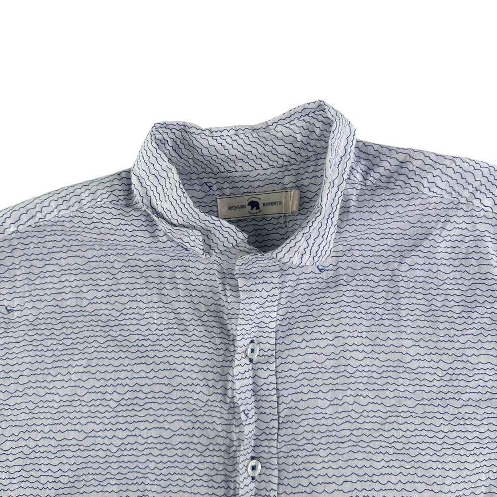 Onward Reserve‎ Mens Large Short Sleeve Button Down Shirt Wave Print